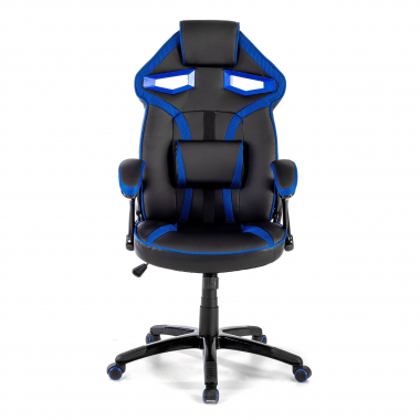 chaise gaming bleu similicuir simil cuir accoudoirs fixes 3
