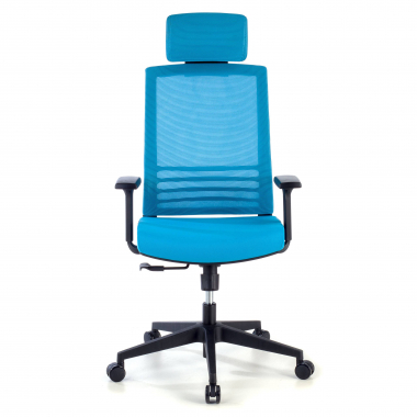 chaise de bureau bleu avec appui tete maille accoudoirs reglables 1d soutien lombaire appui tete 3
