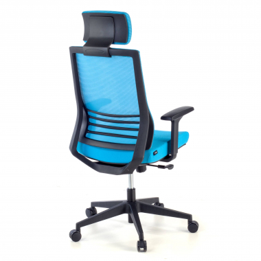 chaise de bureau bleu avec appui tete maille accoudoirs reglables 1d soutien lombaire appui tete 6