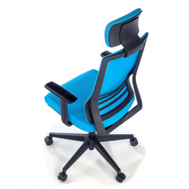chaise de bureau bleu avec appui tete maille accoudoirs reglables 1d soutien lombaire appui tete 8