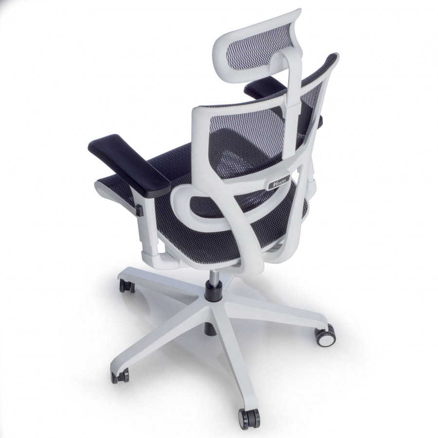 Chaise de Bureau avec appuie-tête Vision white, en maille