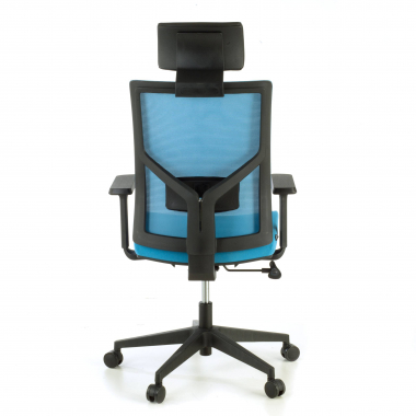 chaise de bureau bleu structure noire maille accoudoirs reglables 1d soutien lombaire appui tete 6