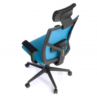 chaise de bureau bleu structure noire maille accoudoirs reglables 1d soutien lombaire appui tete 9