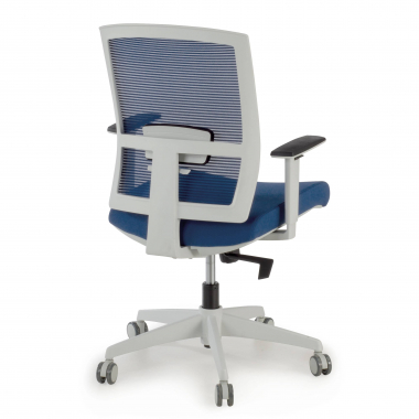 chaise ergonomique blanc bleu structure blanche maille accoudoirs reglables 1d soutien lombaire 8