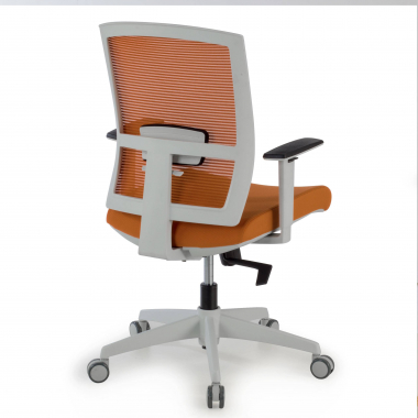 chaise ergonomique blanc orange structure blanche maille accoudoirs reglables 1d soutien lombaire 8