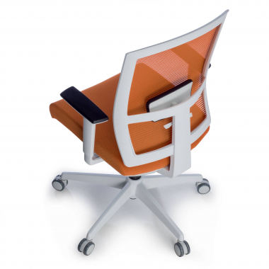 chaise ergonomique blanc orange structure blanche maille accoudoirs reglables 1d soutien lombaire 9