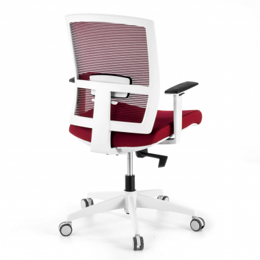 chaise ergonomique blanc rouge structure blanche maille accoudoirs reglables 1d soutien lombaire 7