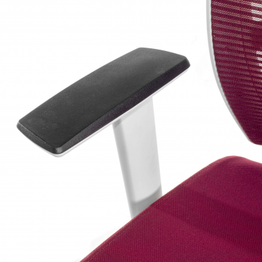 chaise ergonomique blanc rouge structure blanche maille accoudoirs reglables 1d soutien lombaire 5