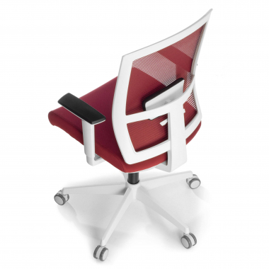 chaise ergonomique blanc rouge structure blanche maille accoudoirs reglables 1d soutien lombaire 8