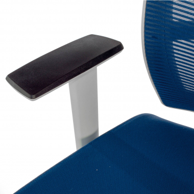 chaise ergonomique blanc bleu structure blanche appui tete maille accoudoirs reglables 1d soutien lombaire appui tete 7