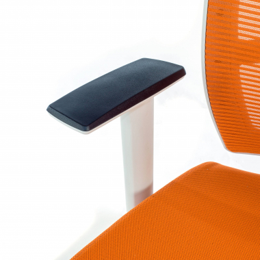 chaise ergonomique blanc orange structure blanche appui tete maille accoudoirs reglables 1d soutien lombaire appui tete 5