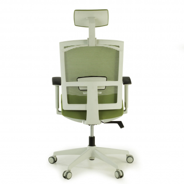 chaise ergonomique blanc vert structure blanche appui tete maille accoudoirs reglables 1d soutien lombaire appui tete 6