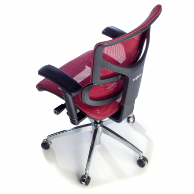 chaise ergonomique rouge next1 sans repose tete maille accoudoirs reglables 4d double soutien lombaire 7