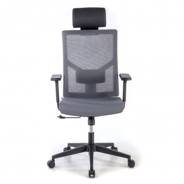 chaise de bureau gris structure noire maille accoudoirs reglables 1d soutien lombaire appui tete 4