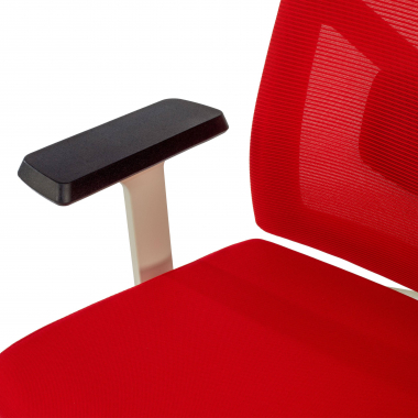 chaise de bureau blanc rouge structure blanche appui tete maille accoudoirs reglables 1d soutien lombaire appui tete 5