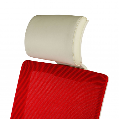 chaise de bureau blanc rouge structure blanche appui tete maille accoudoirs reglables 1d soutien lombaire appui tete 9
