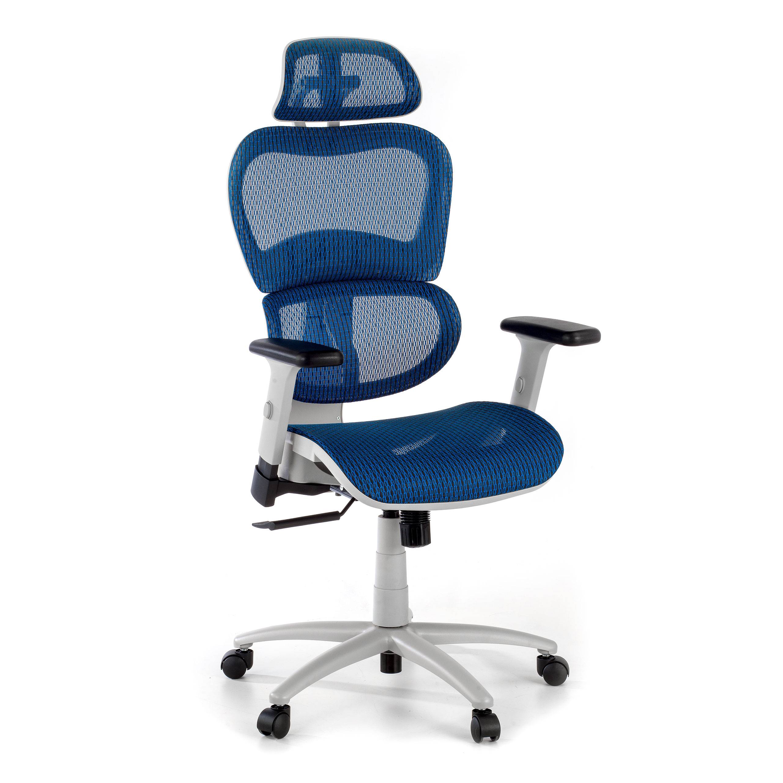 Chaise Ergonomique Ergocity white, avec coussin lombaire et accoudoirs 3D