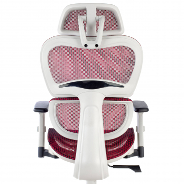 chaise ergonomique blanc rouge structure blanche maille accoudoirs reglables 3d double soutien lombaire appui tete 7