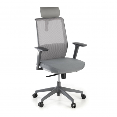 chaise de bureau gris rouge avec appui tete maille accoudoirs reglables 3d appui tete 1