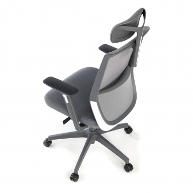 chaise de bureau gris rouge avec appui tete maille accoudoirs reglables 3d appui tete 7