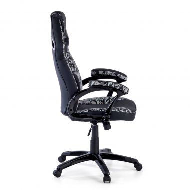 chaise gaming gris camouflage simil cuir accoudoirs fixes 3