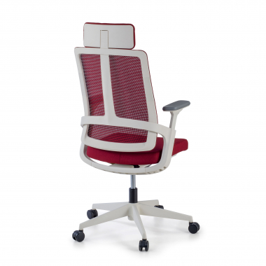 chaise de bureau pas cher blanc rouge structure blanche maille accoudoirs reglables 4d soutien lombaire appui tete 7