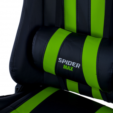 chaise gaming vert spider simil cuir accoudoirs mobiles coussin lombaire et cervical appui tete 7