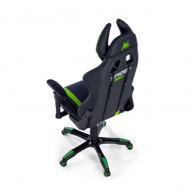 chaise gaming vert spider simil cuir accoudoirs mobiles coussin lombaire et cervical appui tete 10