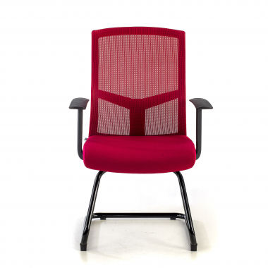 chaise de conference rouge chaise confidente maille accoudoirs fixes 3