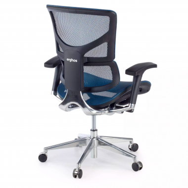 chaise ergonomique bleu next2 sans appui tete maille accoudoirs reglables 4d double soutien lombaire 5