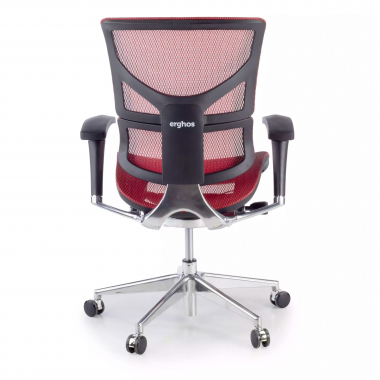 chaise ergonomique rouge next2 sans appui tete maille accoudoirs reglables 4d double soutien lombaire 6
