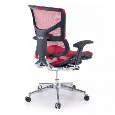 chaise ergonomique rouge next2 sans appui tete maille accoudoirs reglables 4d double soutien lombaire 7
