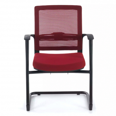 chaise de conference rouge alpha maille accoudoirs fixes 3