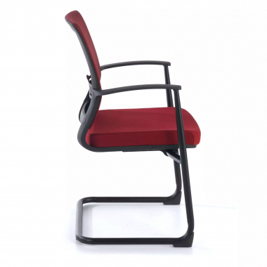 chaise de conference rouge alpha maille accoudoirs fixes 4