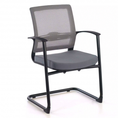 chaise de conference gris alpha maille accoudoirs fixes 1