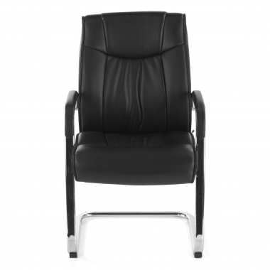 chaise de conference noir pietement luge similicuir simil cuir accoudoirs rembourres 3
