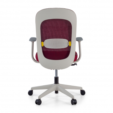 chaise de bureau pas cher rouge saura maille accoudoirs fixes soutien lombaire 6