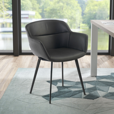 chaise de conference noir 4 pattes simil cuir accoudoirs rembourres 2