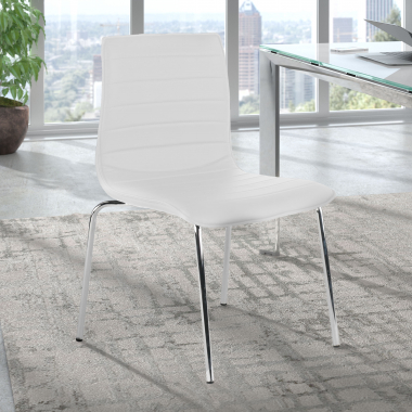 chaise de conference blanc 4 pattes simil cuir sans accoudoirs 2