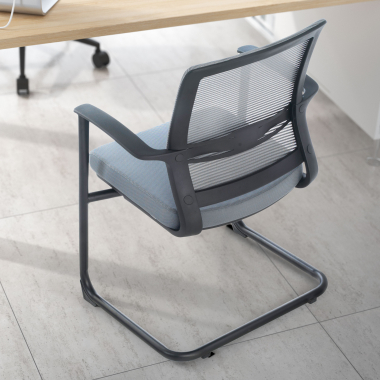 chaise de conference gris alpha maille accoudoirs fixes 2