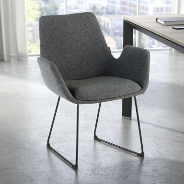 chaise de conference anthracite structure pietement luge tissu accoudoirs fixes 2