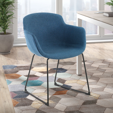 chaise de conference noir bleu structure pietement luge maille accoudoirs fixes 2