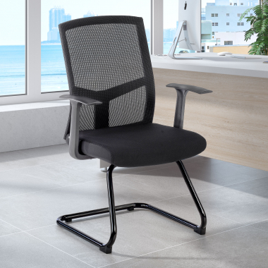 chaise de conference noir chaise confidente maille accoudoirs fixes 2