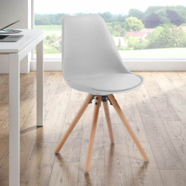chaise scandinave blanc chaise pieds en bois plastique sans accoudoirs 2