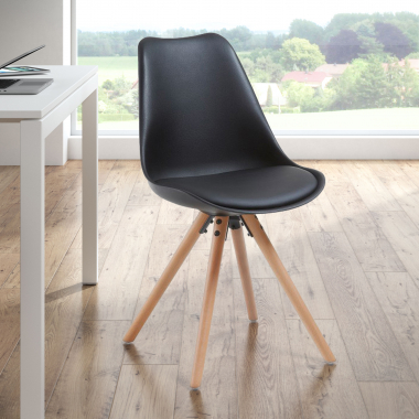 chaise scandinave noir chaise pieds en bois plastique sans accoudoirs 2