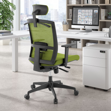 chaise ergonomique vert structure noire appui tete maille accoudoirs reglables 1d soutien lombaire appui tete 2