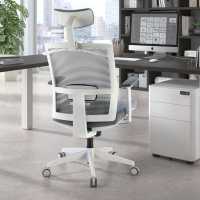 Chaise de Bureau Ergonomique Akira white avec appuie-tête