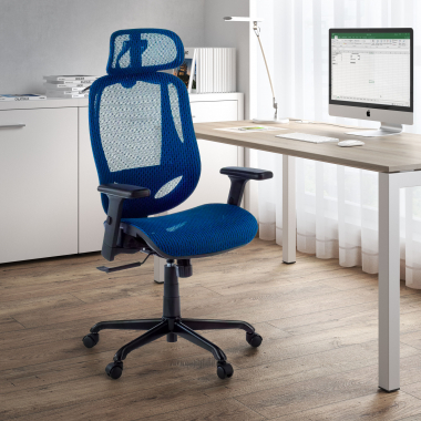 chaise ergonomique bleu locktech maille accoudoirs reglables 1d soutien lombaire appui tete 2