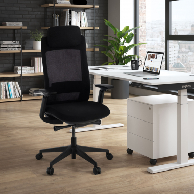 chaise ergonomique noir structure noire tissu accoudoirs reglables 3d 2