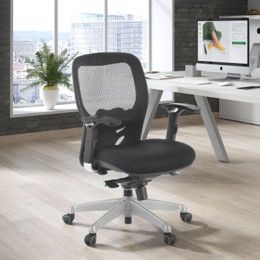 chaise teletravail noir sans appui tete maille accoudoirs reglables 3d soutien lombaire 2